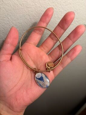 Alex and Ani Bracelet with Blue Enamel Moon & Wing Charm